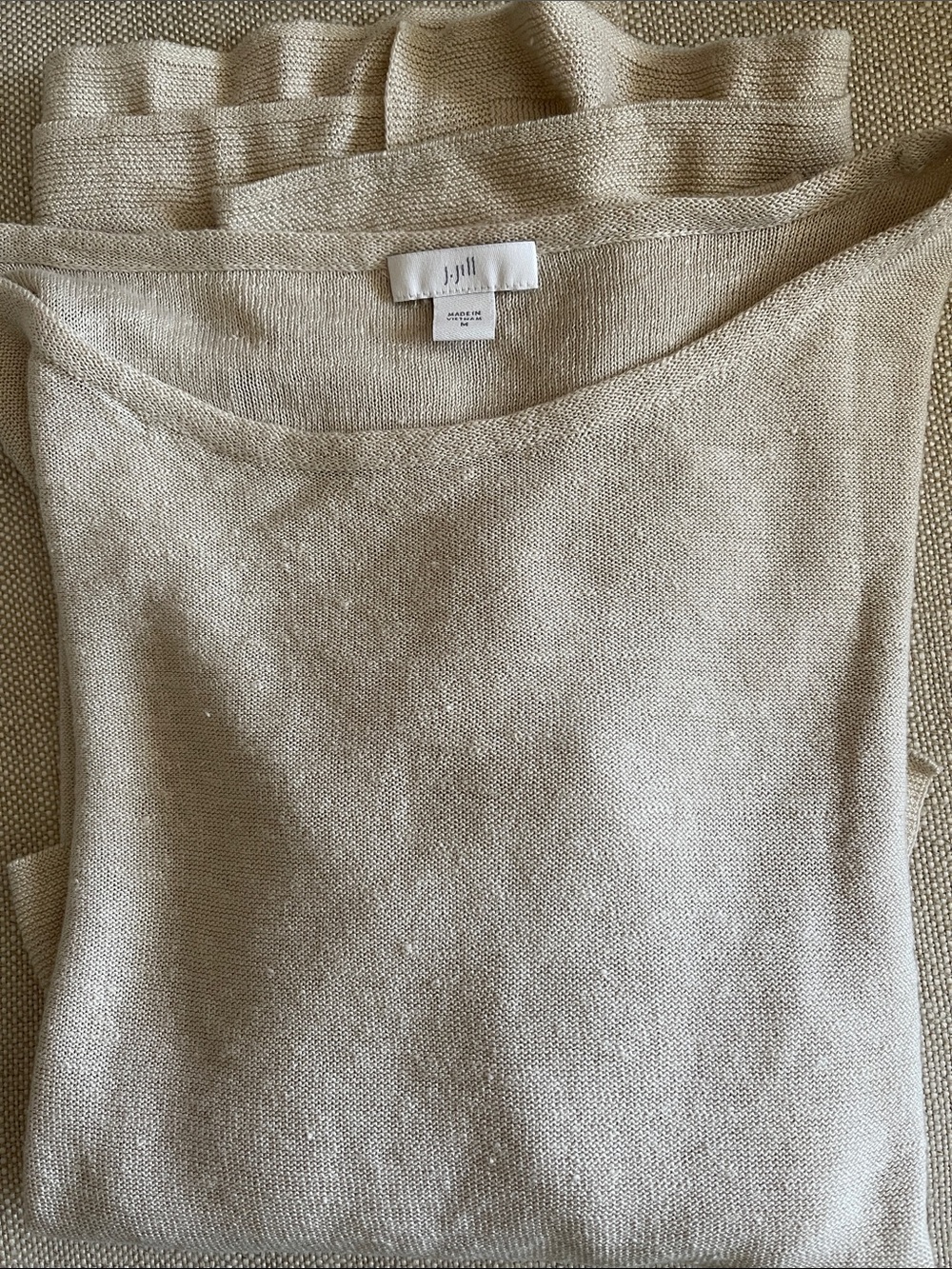 J. Jill Linen blend Cream Boatneck Knit Long Sleeve Top M